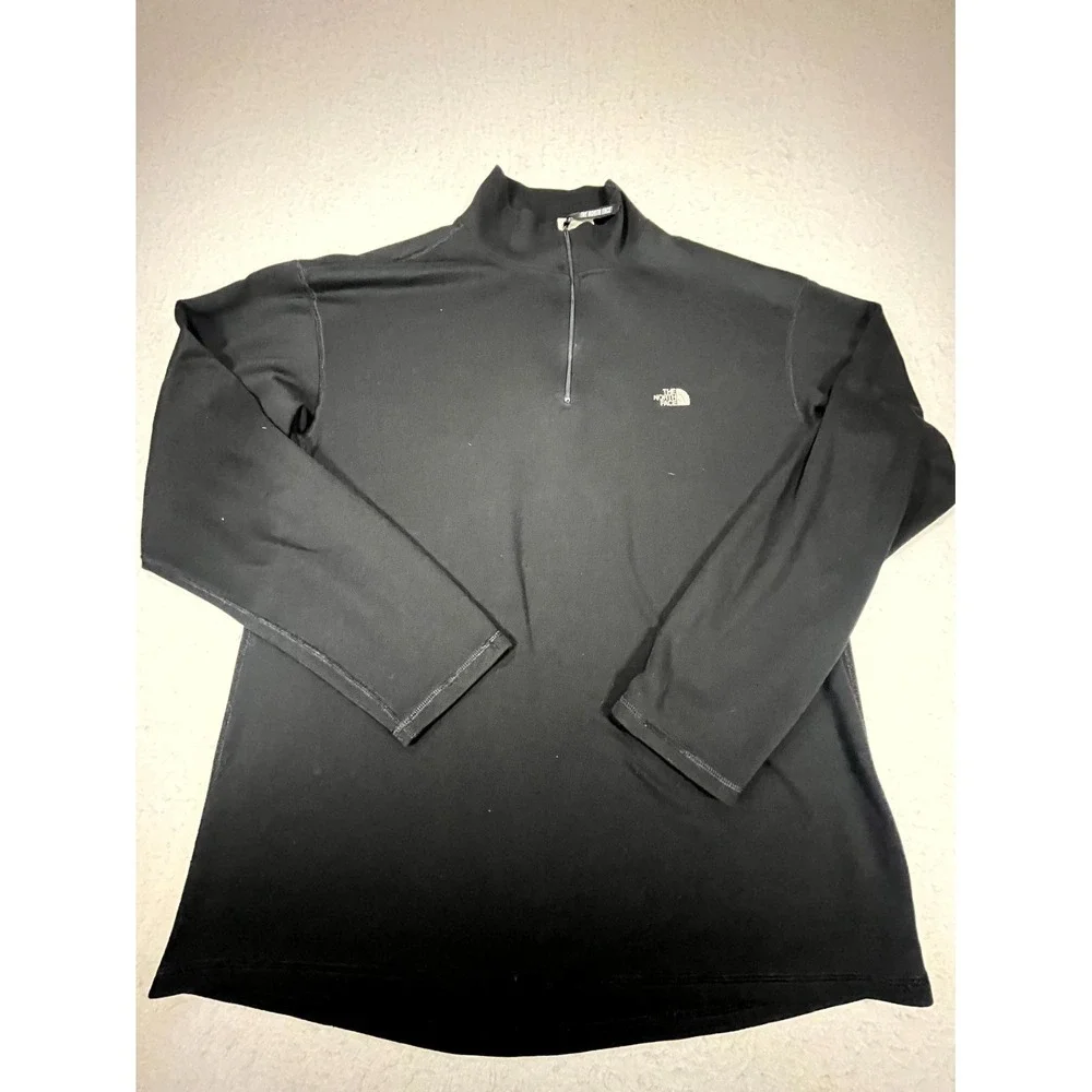 The North Face Sweater Mens XL Black Knit Mock Neck Thermal Quarter Zip Outdoor
